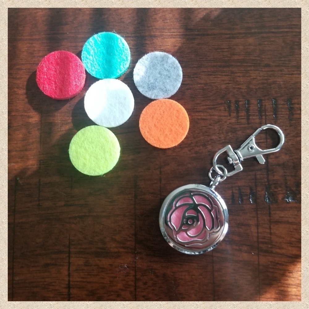 Rose Cutout Oil Diffuser Locket Purse Charm.